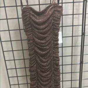 Brown Ruched Sleeveless Dress